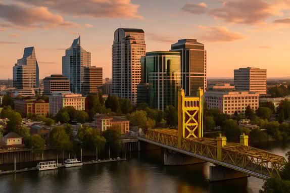 cinematic skyline of Sacramento property