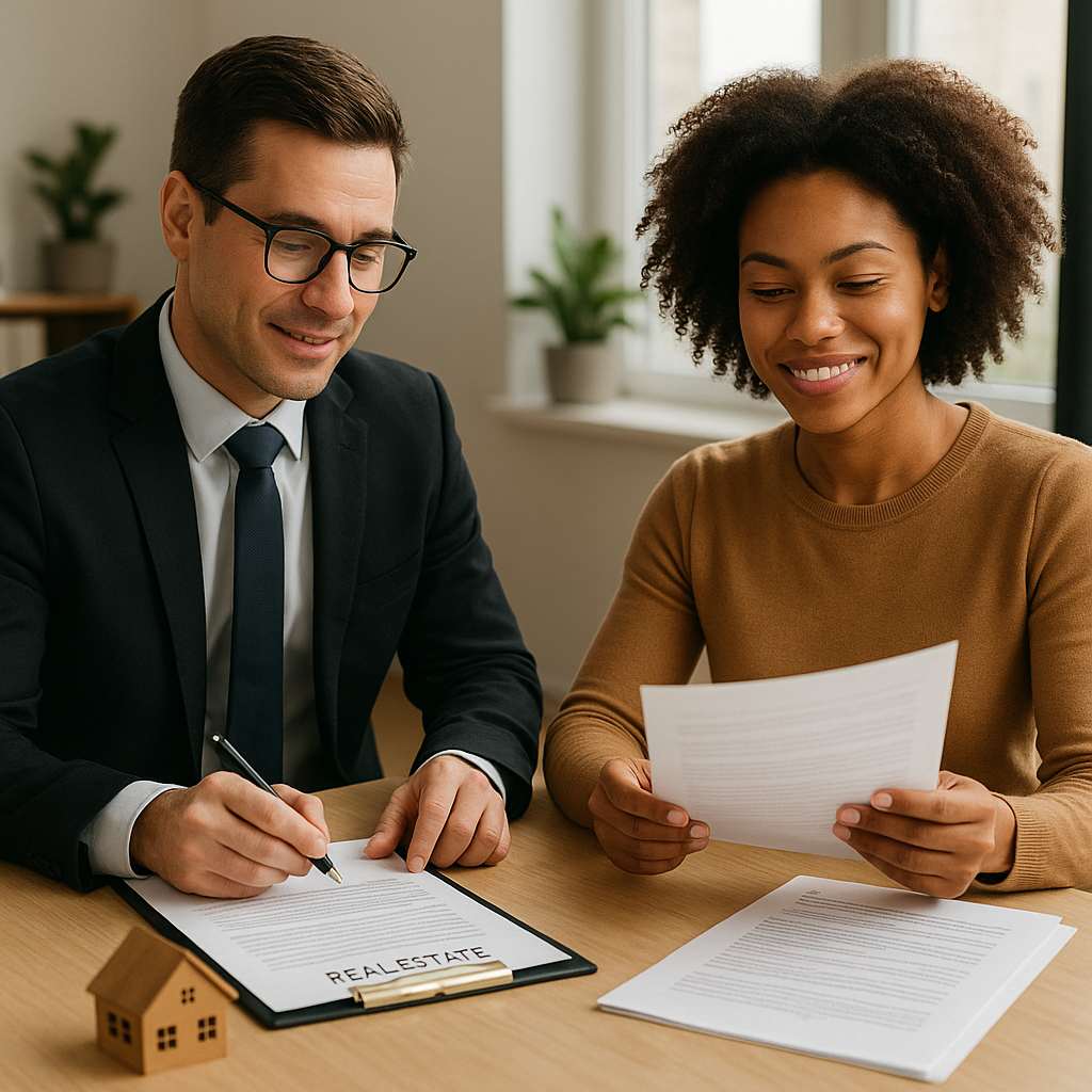A confident homebuyer reviewing real estate docume