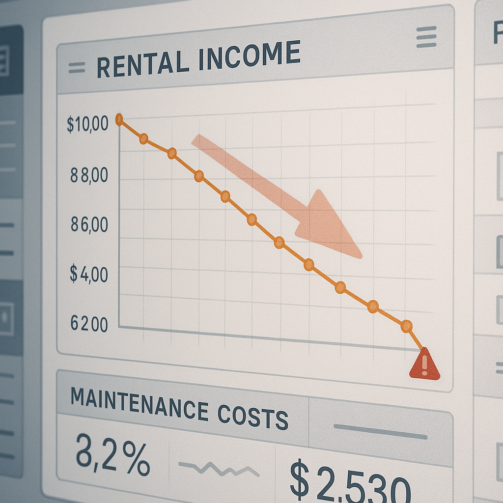 A detailed financial chart showing declining renta