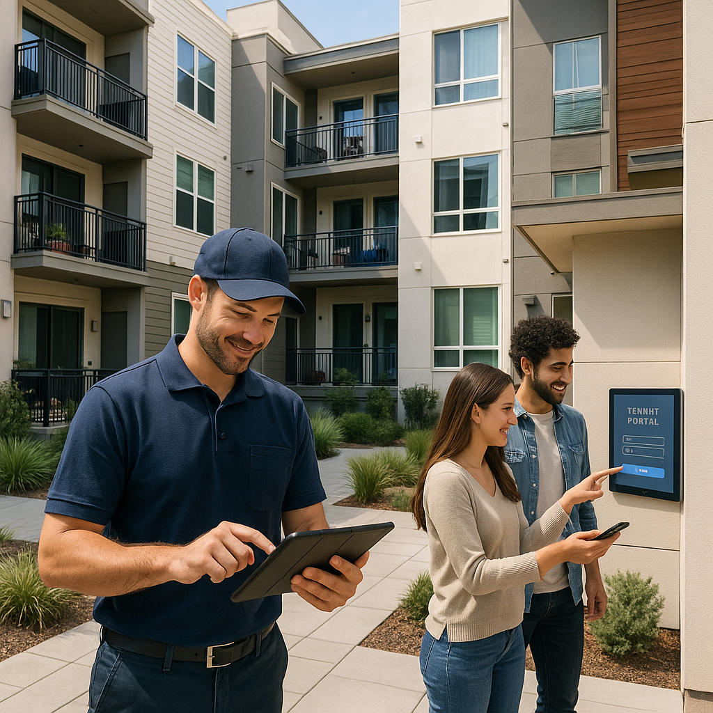 A modern Sacramento apartment complex with mainten