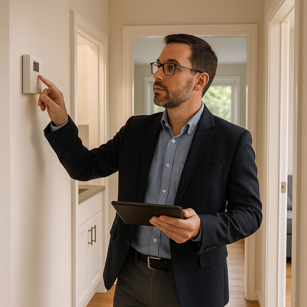 A professional property manager conducting a thoro-2