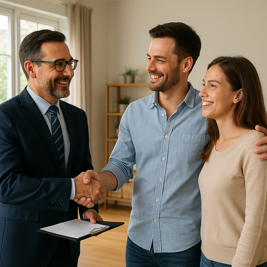 A professional property manager engaging positivel