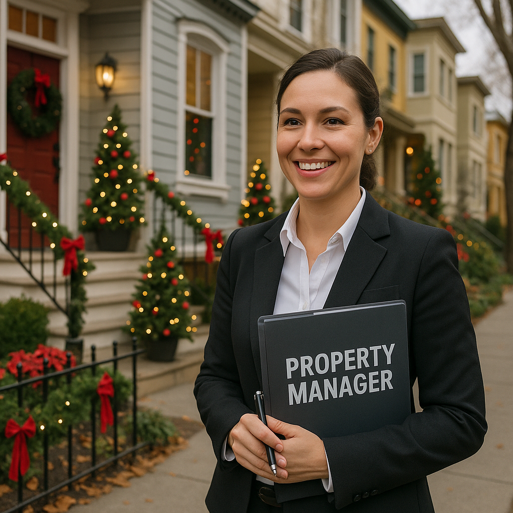 A professional property manager overseeing decorat