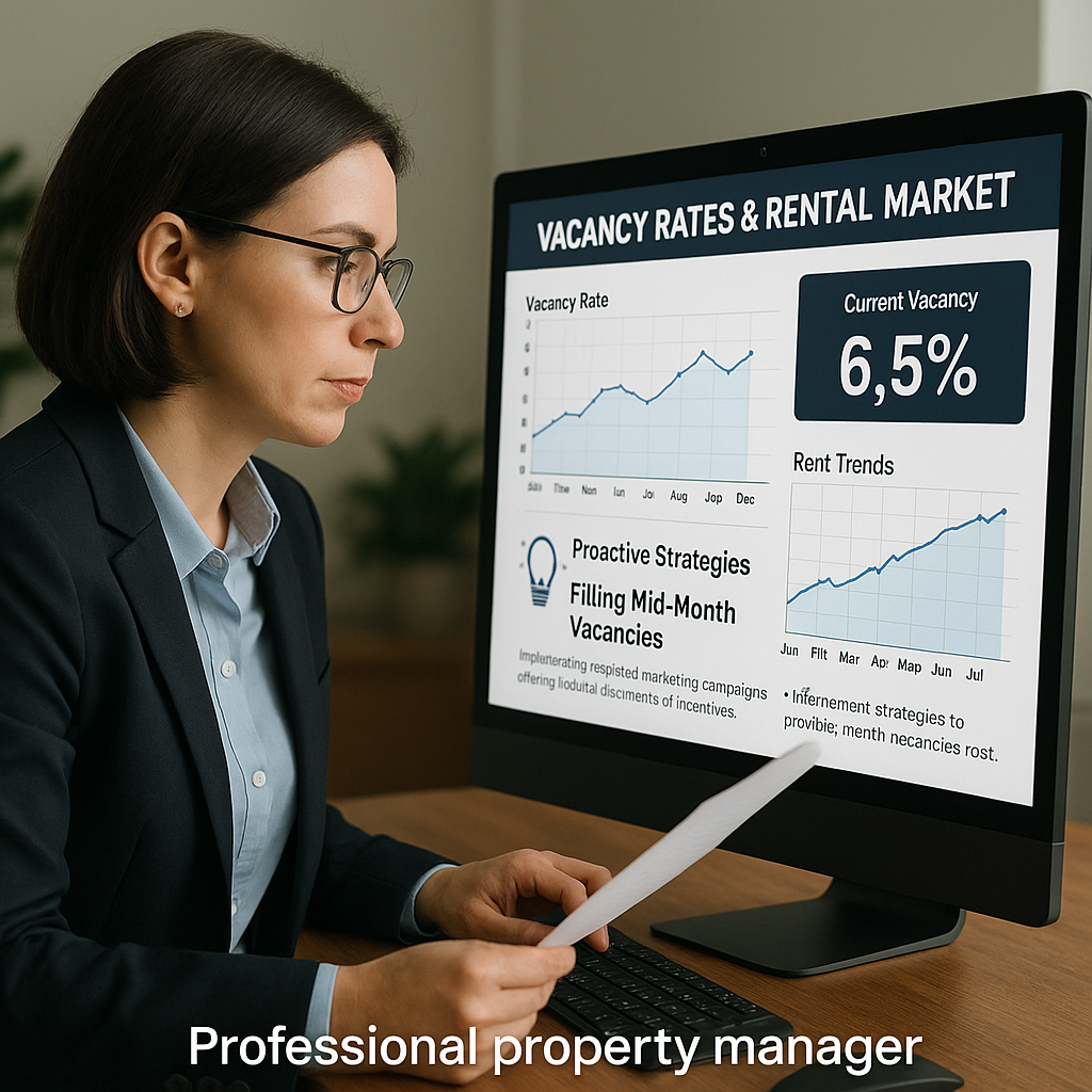 A professional property manager reviews a digital