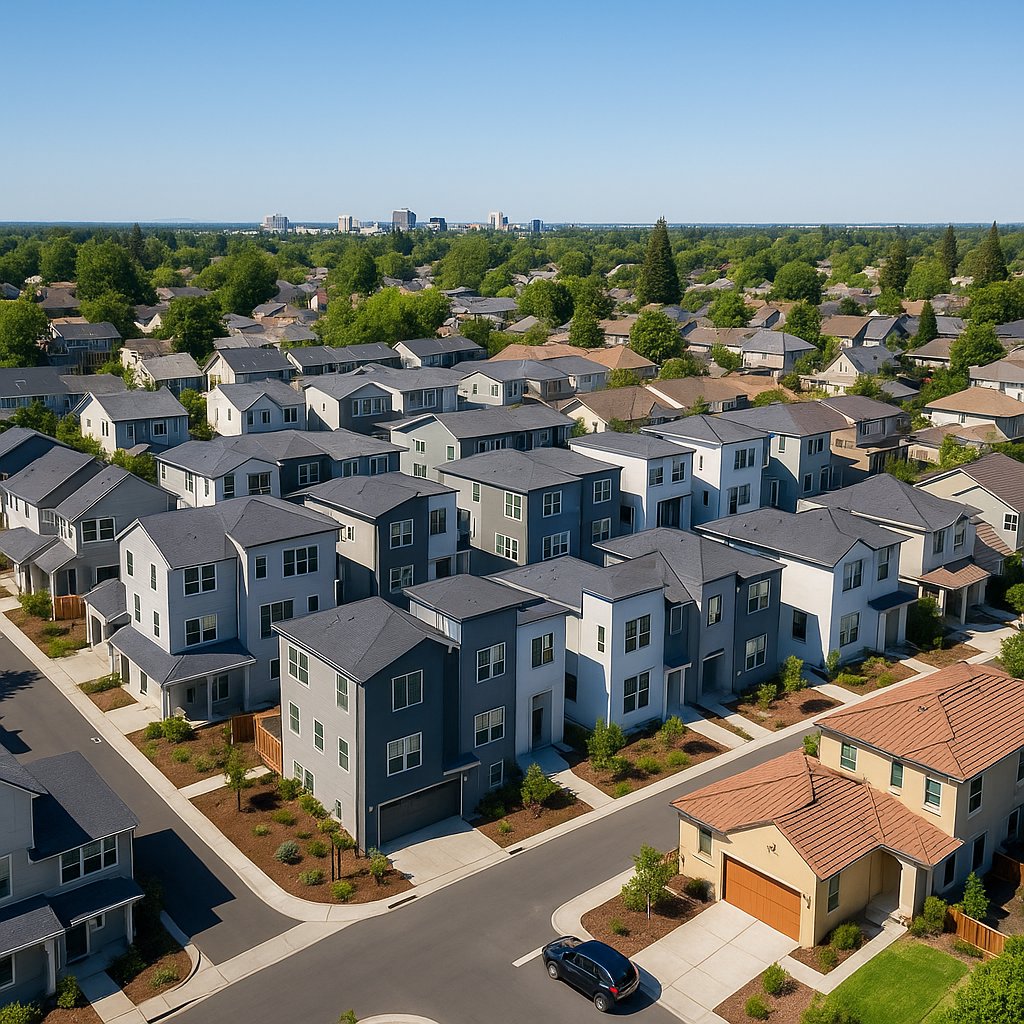 Professional aerial view of Sacramento residential