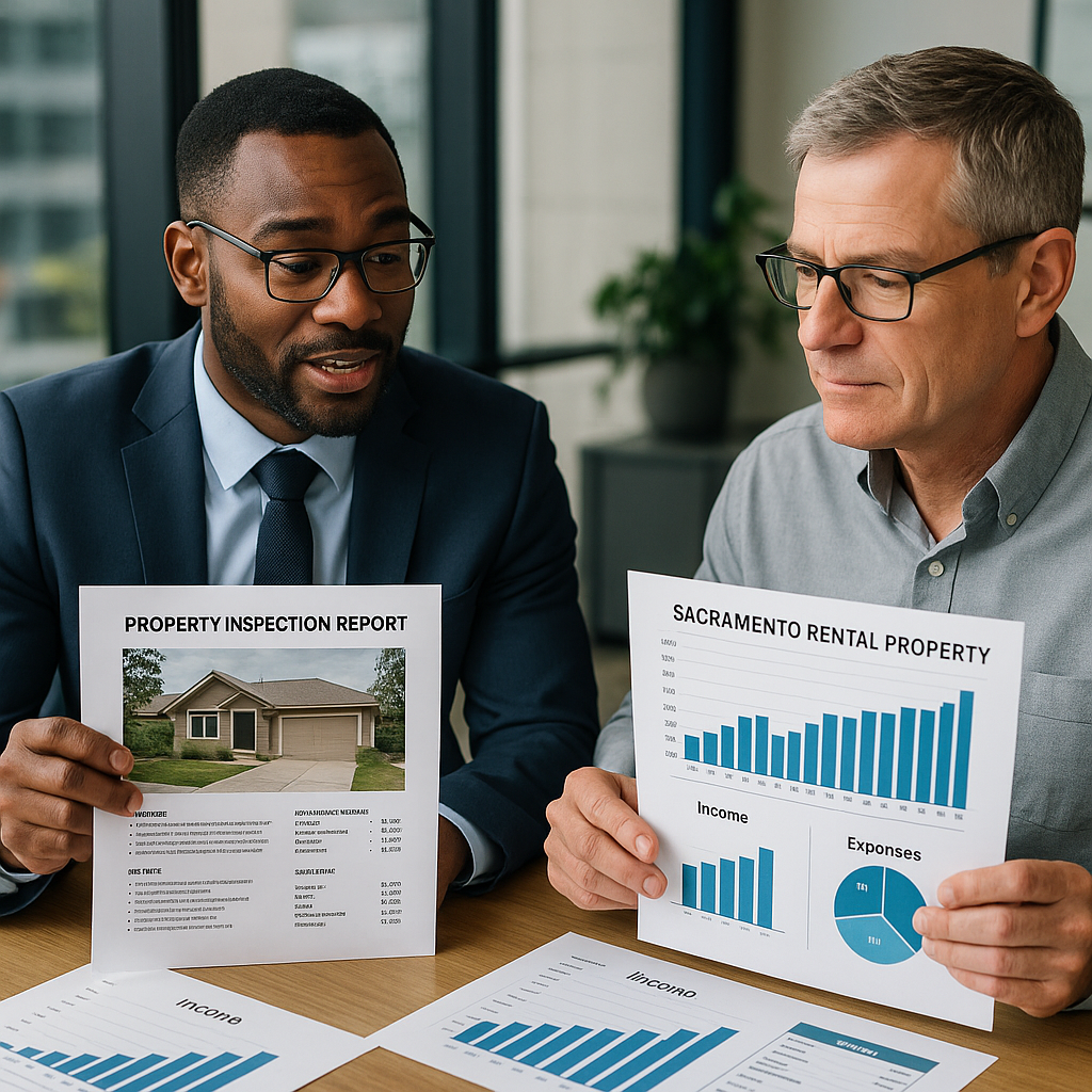 Professional property manager reviewing detailed p