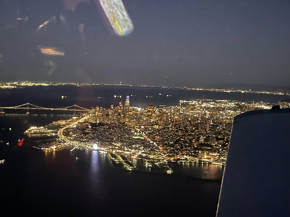 Sacramento at night, aerial view